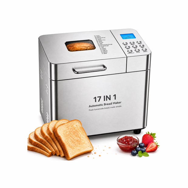 Amumu 17-in-1 Bread Maker with 2LB Capacity for Easy Homemade Bread