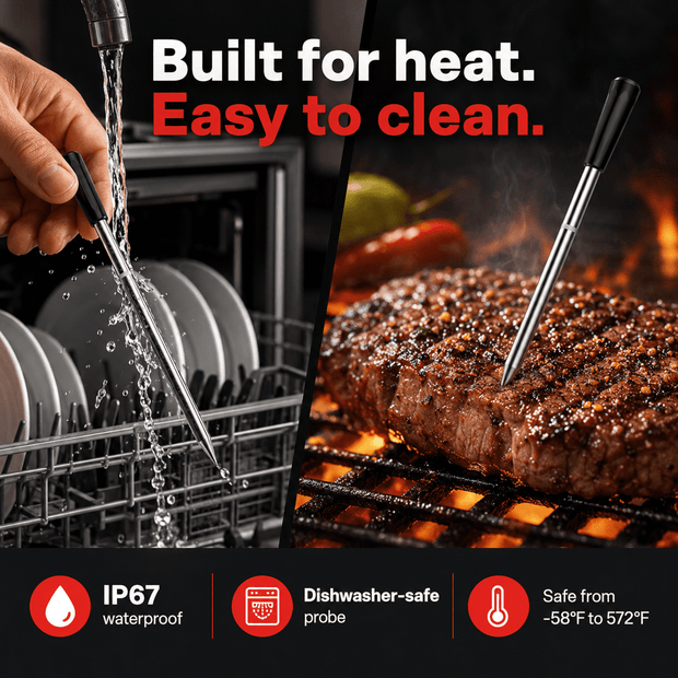Amumu Wireless Meat Thermometer with Bluetooth App for Smart BBQ Cooking