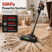 AMUMU 600W Cordless Stick Vacuum with 50KPa Suction – Gray